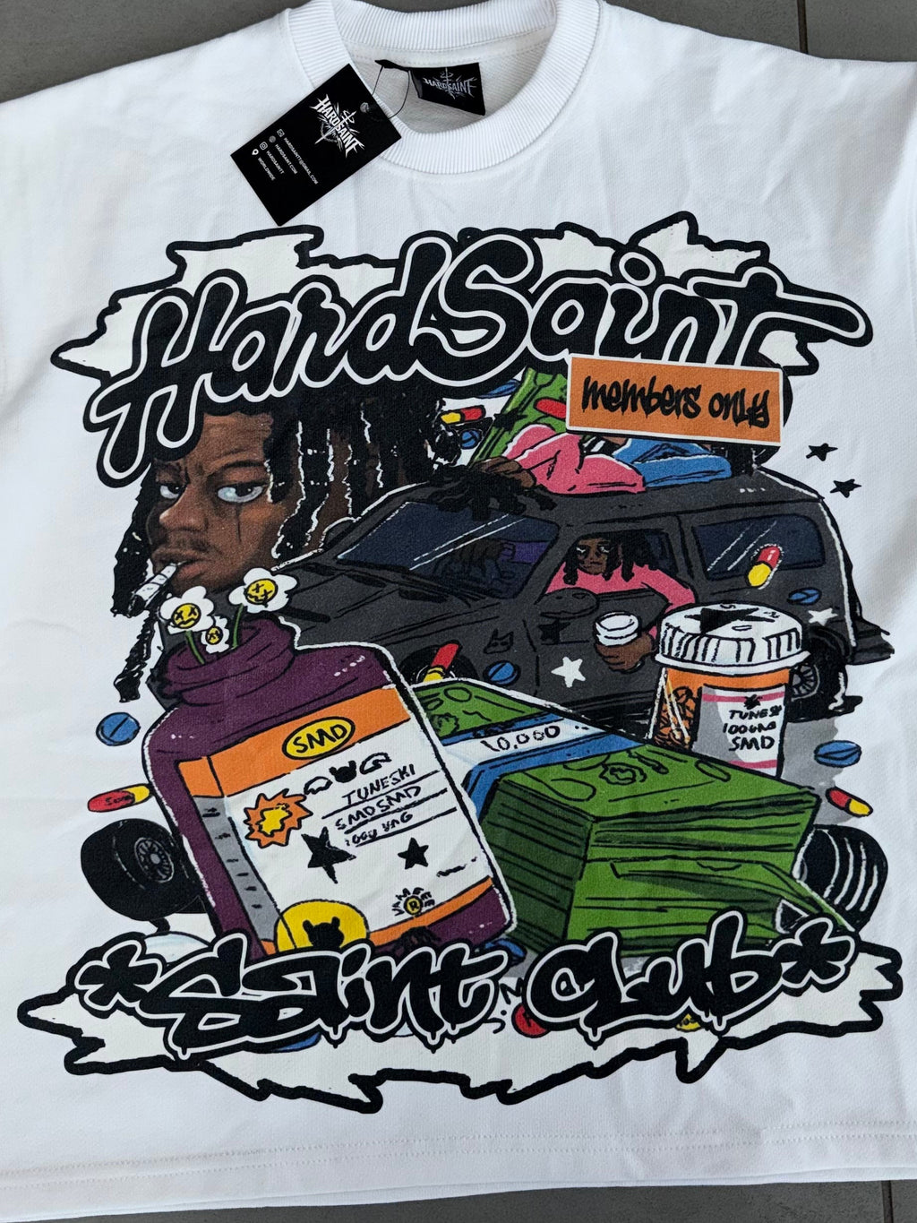 Money & motion white tee